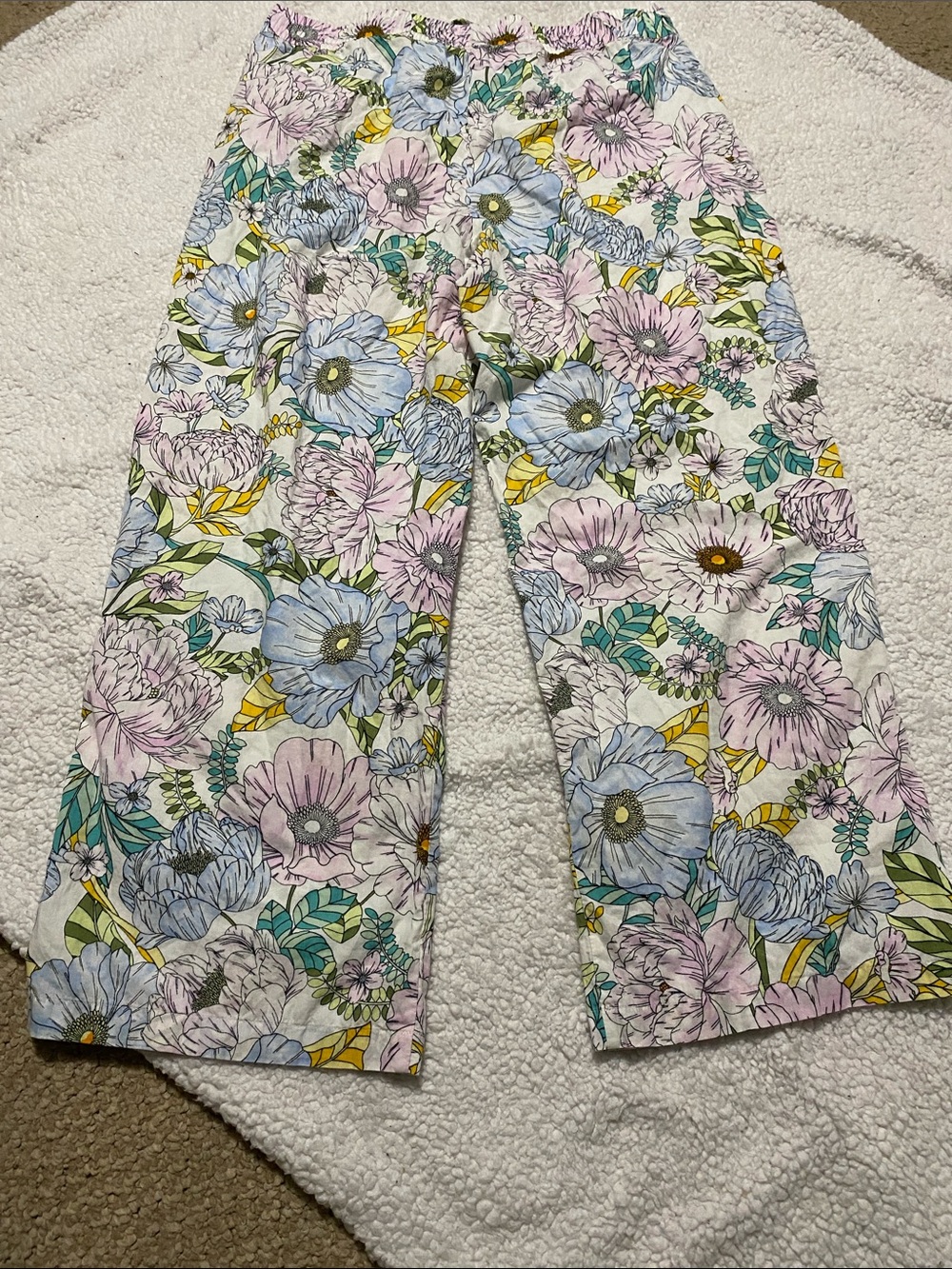 Gap Womens size Lg Floral Cotton Lounge Pants in Pastel Multicolor leafy Print - Picture 14 of 16